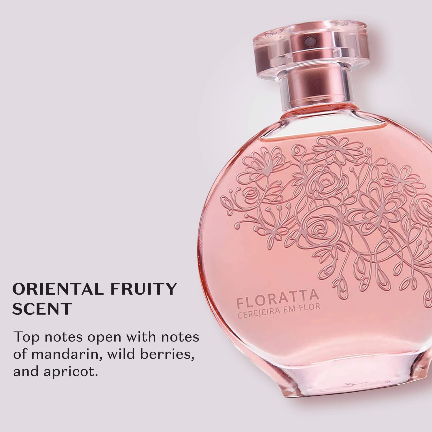 Floratta Cherry Blossom Eau de Toilette by O Boticario | Long Lasting Perfume | Fresh Smelling Floral Perfumes for Women (2.5 fl oz)